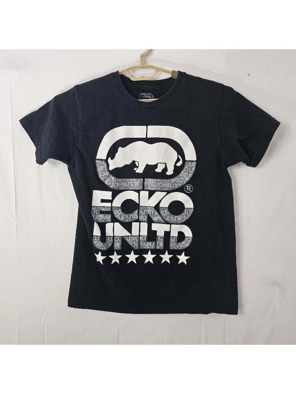 Ecko Unltd T Shirt Mens Medium Black Short Sleeve Graphic Logo Top Rhino